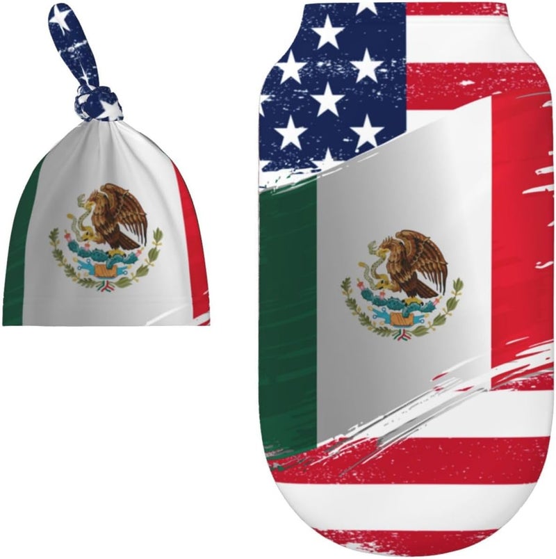 Figtihw American Flag with Mexican Flag Swaddle Blankets Newborn Receiving Blanket Baby Swaddle Wrap Soft Sleeping Sack for Baby Girls Boys - Image 2